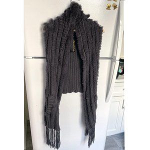 Rino & Pelle Knit Rabbit Fur shawl vest, M/L